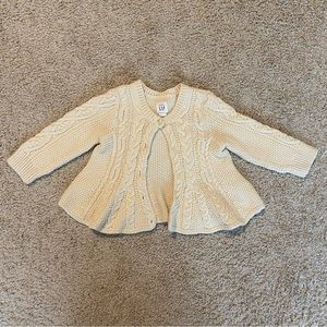 6M-12M Baby Girl Long Sleeve Knit Cardigan Tan Cream Buttons NWOT